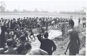 Seniors  welcome  the new freshmen to La Salle with the traditional tug of war competition. Circa 1970. 