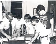 Brother Timothy Mayworm, FSC, and the Campus Ministry Team in 1980.