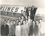 Coach Duffy Lewis and the varsity basketball team made a trip out to Catalina for a two game series against Avalon High School during the 1957-58 season.